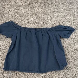MOTHER Navy Off-Shoulder Blouse